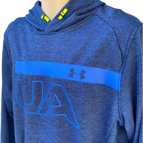 Under Armour MK-1 ColdGear Terry Graphic UA Pullover Hoodie Sweatshirt Blue LG - Picture 3 of 8